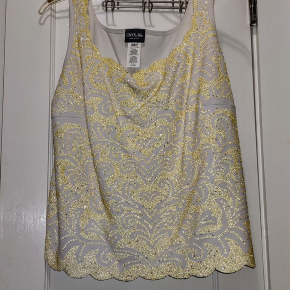 Classy 2pc Gold Glitter  Blouse + Shell set - Picture 3 of 17